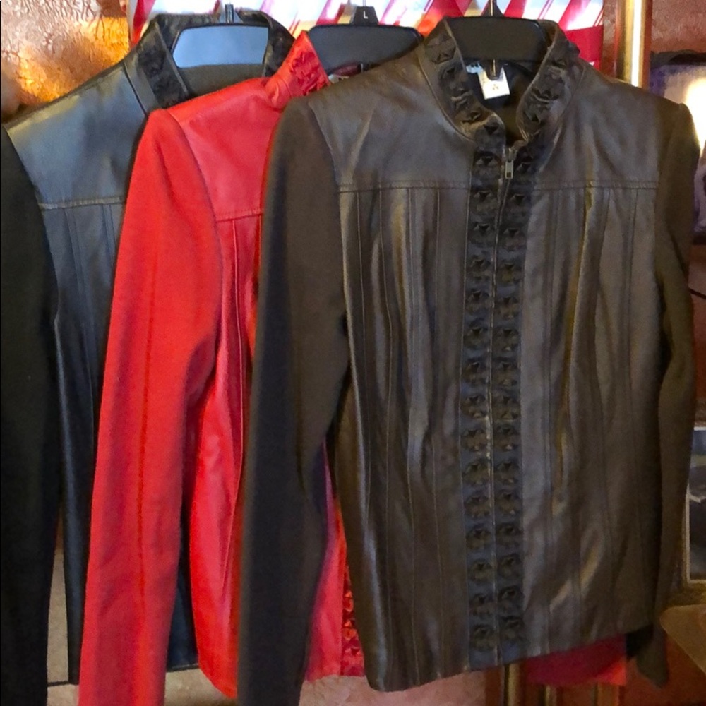 Peter Nygard Sweater Leather Jacket